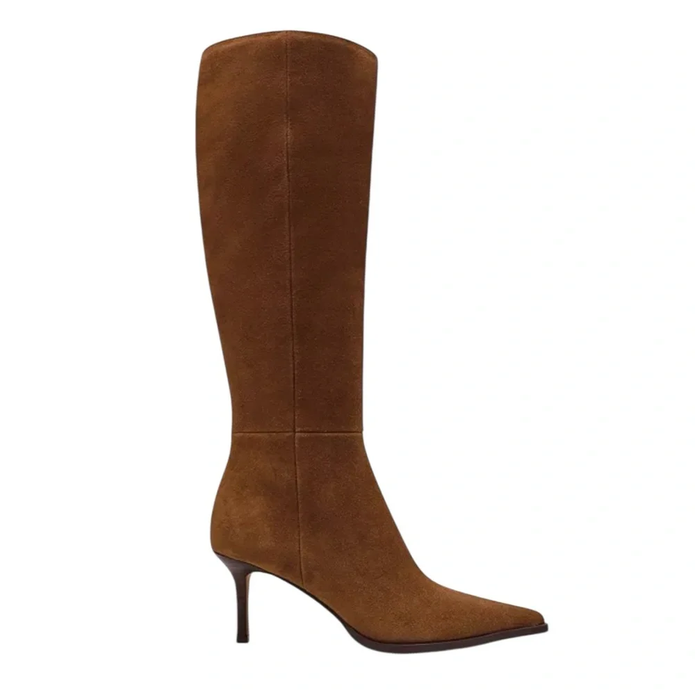 New Steve Madden Suede Lingo Knee-High Pointed-Toe Stiletto Dress Boots